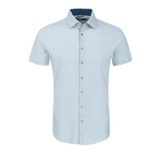 Stone Rose Navy Bone Print Knit Short Sleeve Shirt